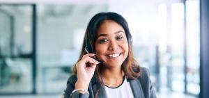 smiling female customer rep with headset