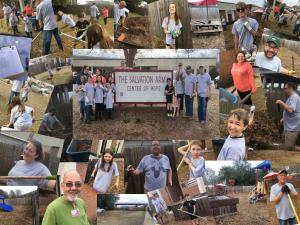 folks donating time outside for charity